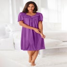 Short Silky Lace-Trim Gown image number 3