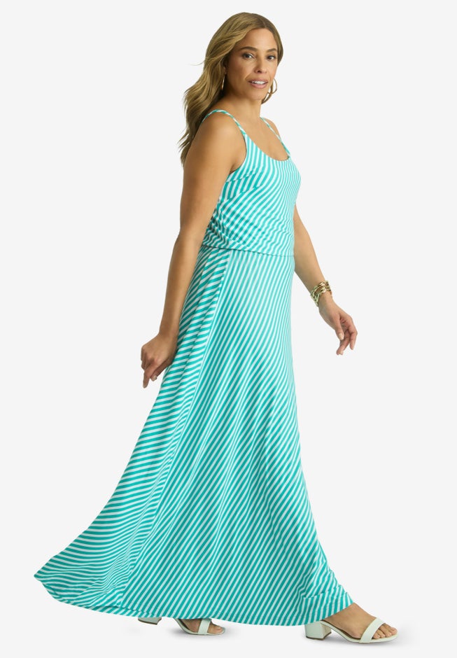 Stretch Knit Blouson Maxi Dress image number 2