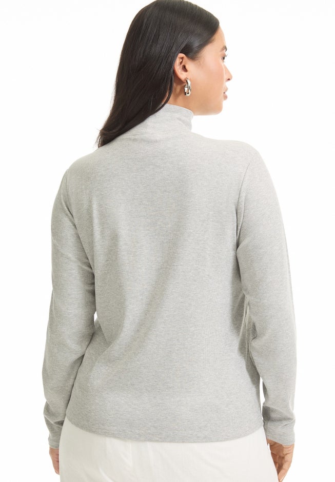Ribbed Mock Neck Top image number 1