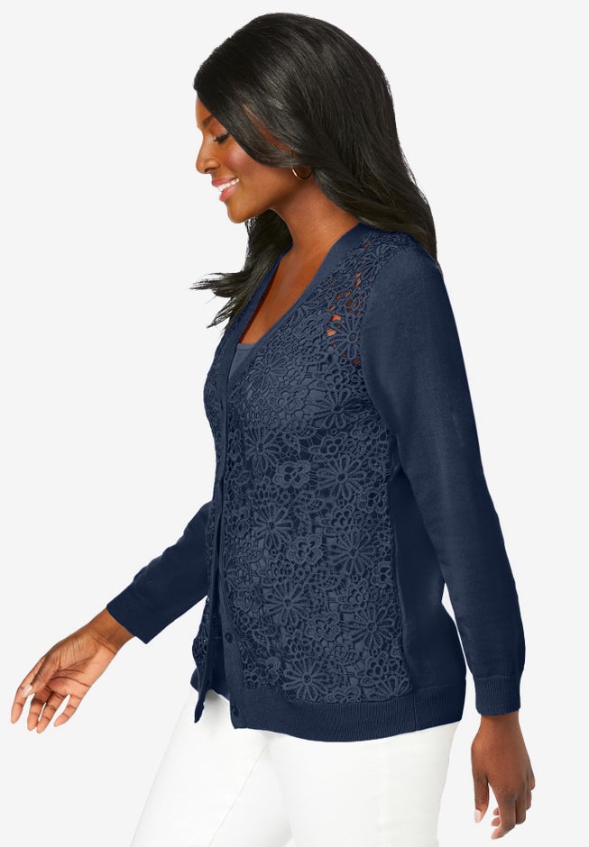 Crochet Button-front Cardigan image number 2