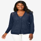 Crochet Button-front Cardigan image number null