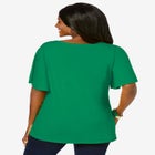 Stretch Knit Flutter Sleeve Tunic image number null