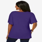 Stretch Knit Flutter Sleeve Tunic image number null