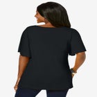 Stretch Knit Flutter Sleeve Tunic image number null