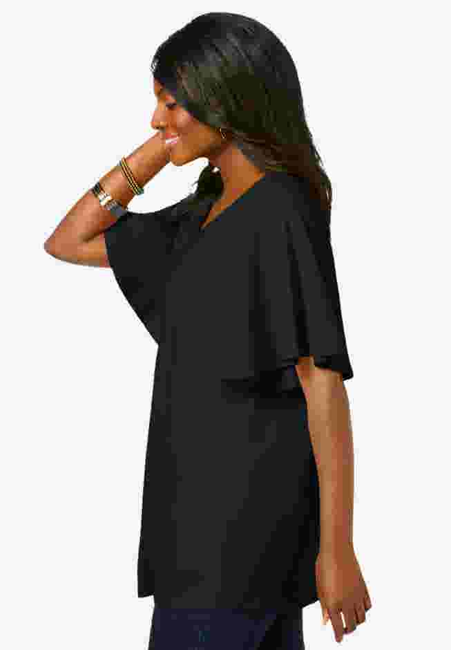 Stretch Knit Flutter Sleeve Tunic image number 2