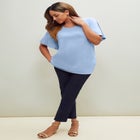 Stretch Knit Flutter Sleeve Tunic image number null