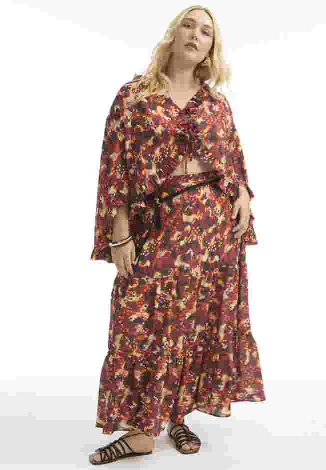 Tiered Printed Maxi Skirt image number 0