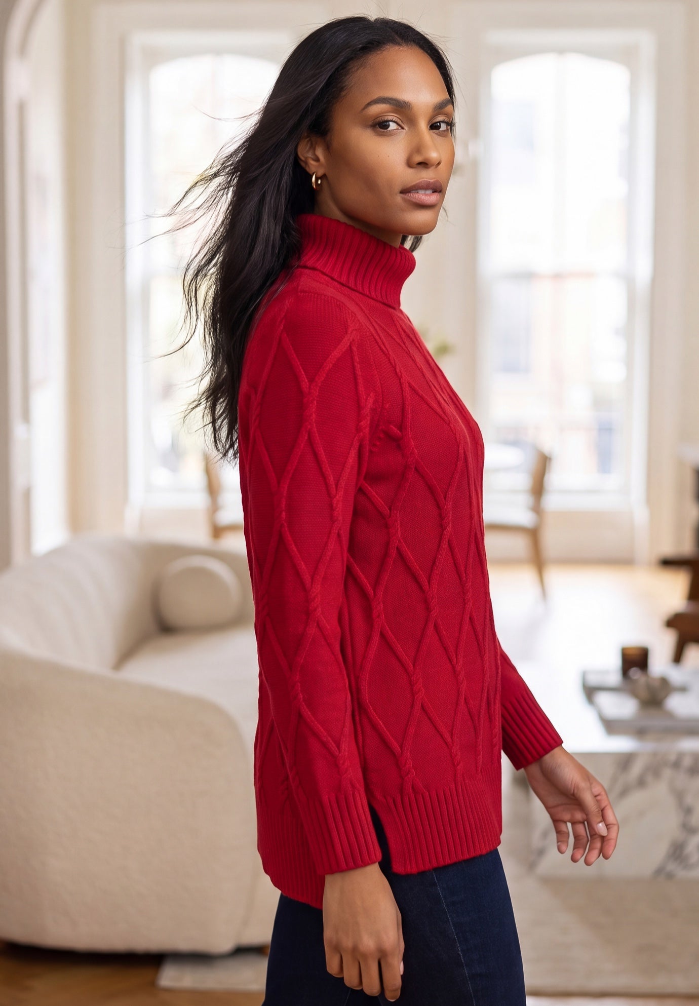 Cable Turtleneck Sweater image number 2