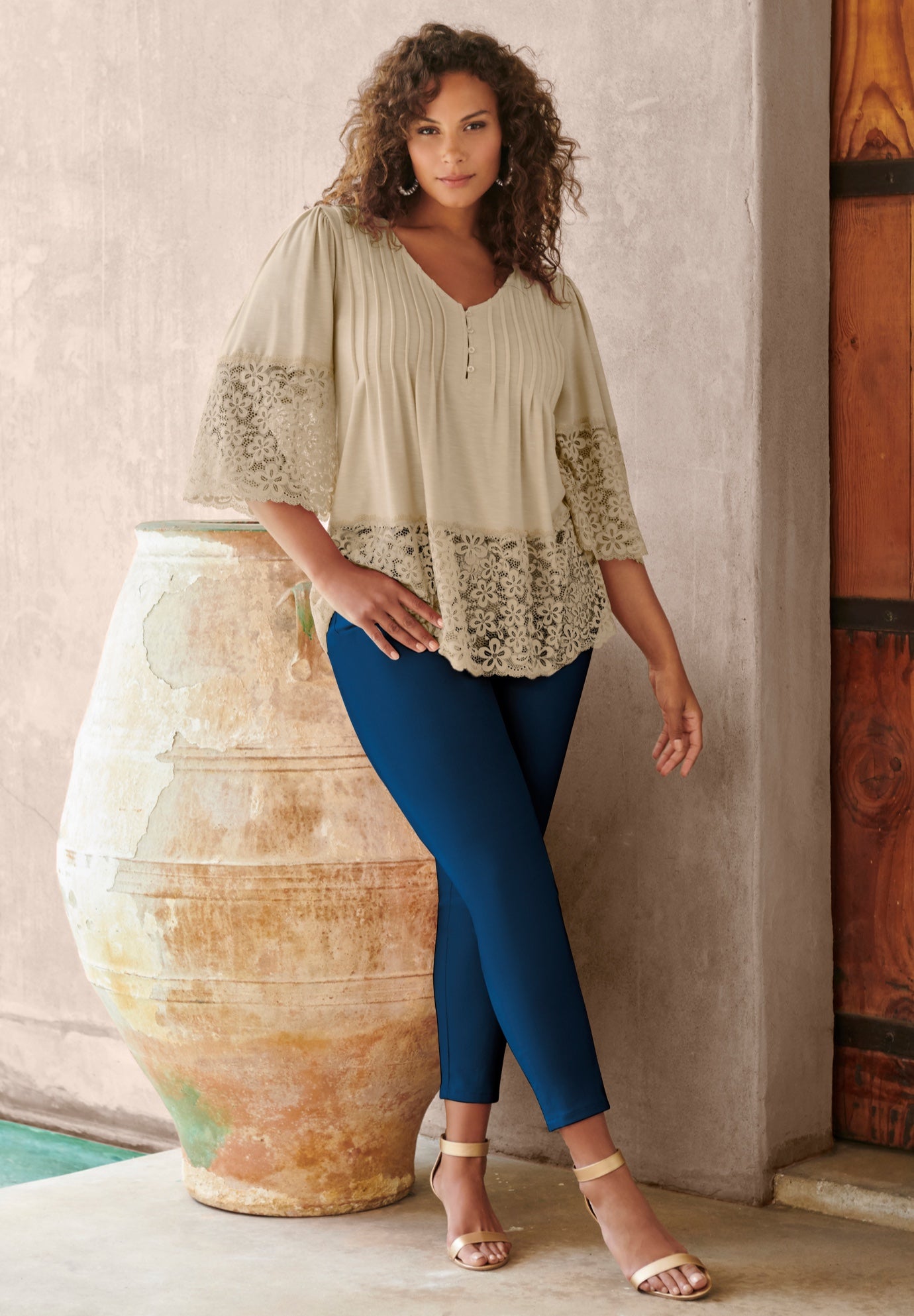 Lace-Hem Pintuck Tunic image number 0