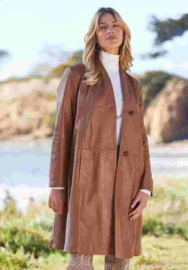 Leather Swing Coat image number 0