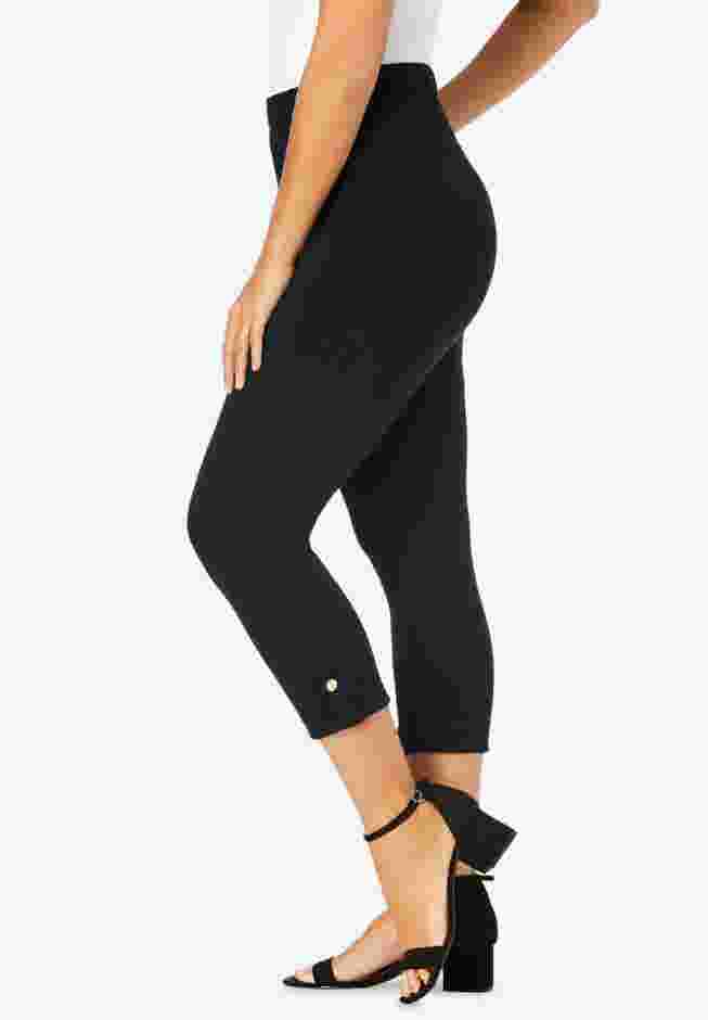 Stretch Cotton Cuff-Button Capri Legging image number 2