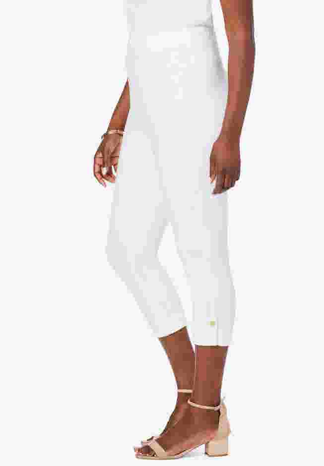 Stretch Cotton Cuff-Button Capri Legging image number 2