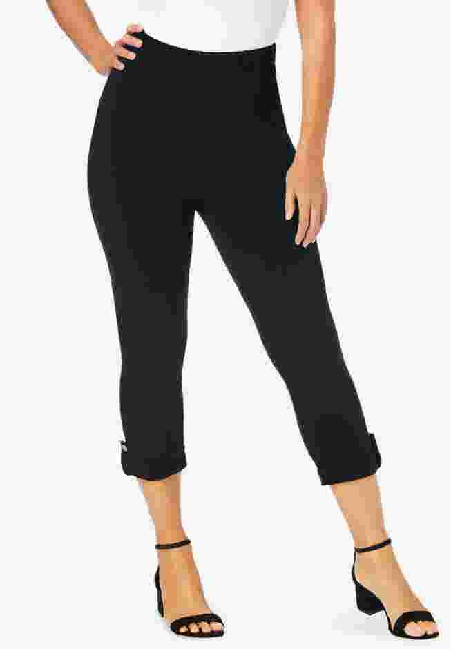 Stretch Cotton Cuff-Button Capri Legging image number 0