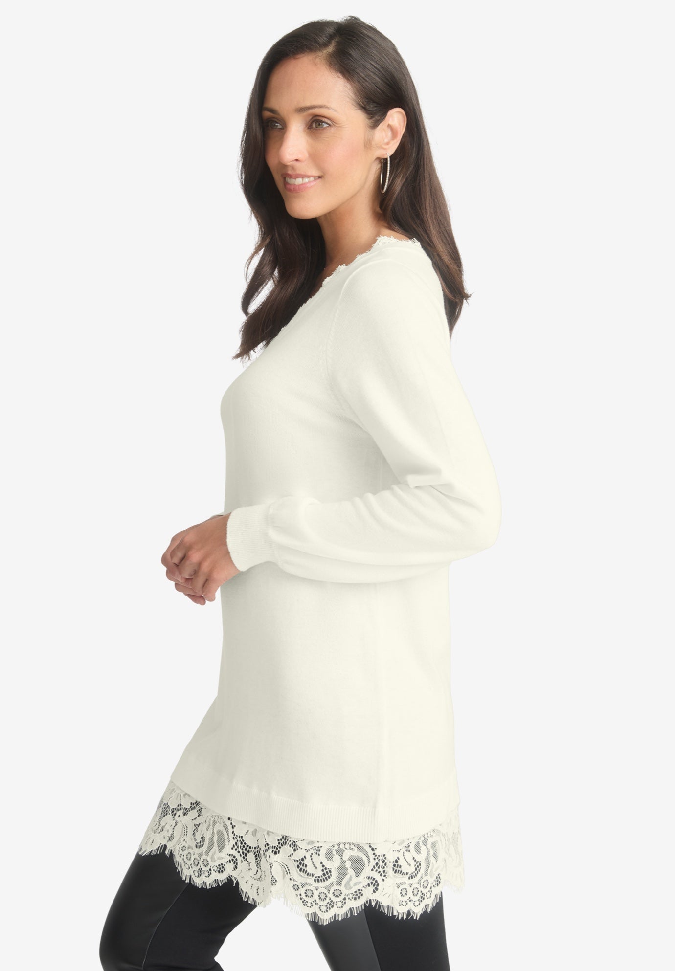 Lace Trim Pullover Sweater image number 2