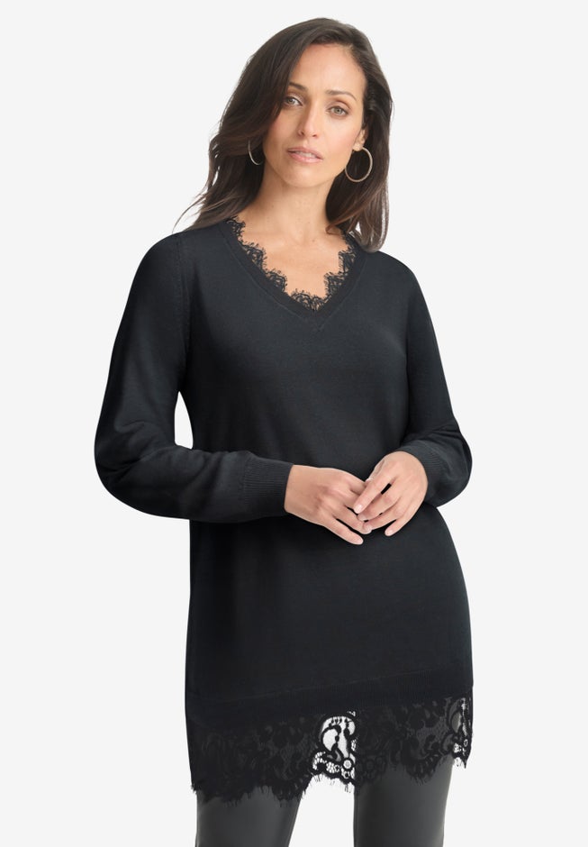 Lace Trim Pullover Sweater image number 0
