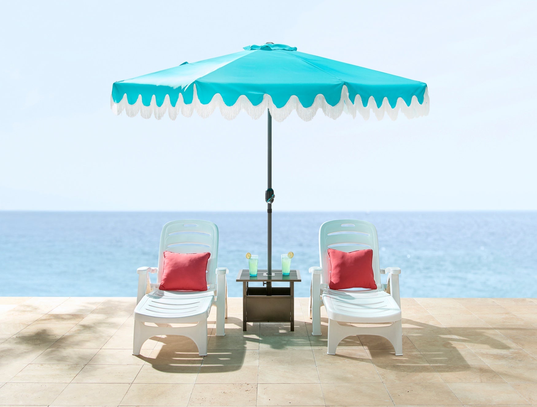 9 Ft. Tilt-N-Crank Umbrella With Fringe image number 0