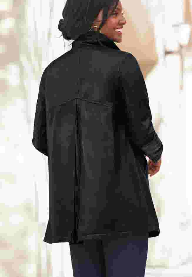 A-Line Zip Front Leather Jacket image number 2