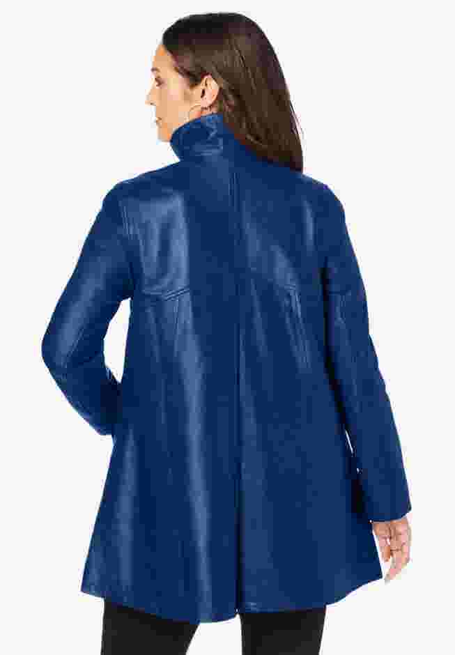 A-Line Zip Front Leather Jacket image number 1