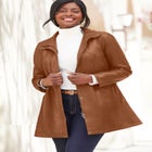 A-Line Zip Front Leather Jacket image number null