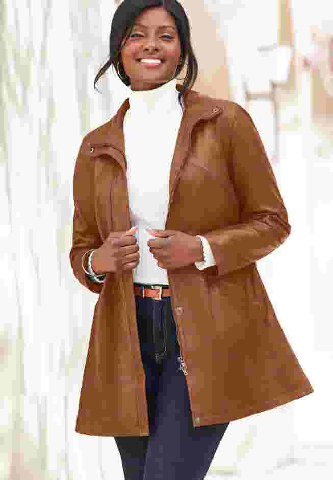 A-Line Zip Front Leather Jacket image number 0
