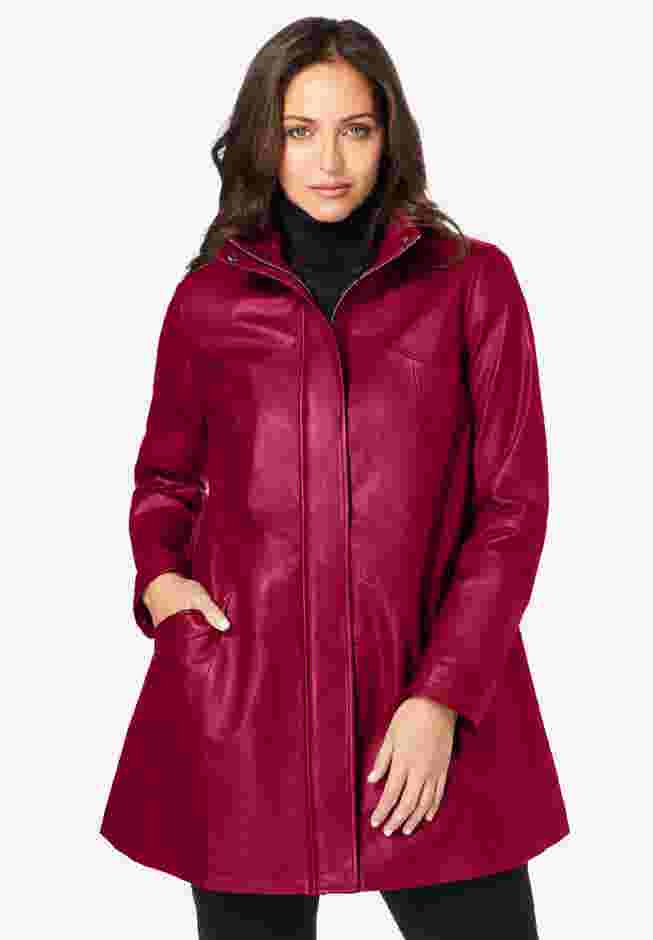A-Line Zip Front Leather Jacket image number 0