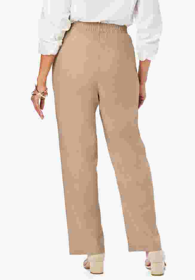 Lightweight Linen-Blend Straight-Leg Pants image number 1