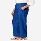 Lightweight Linen-Blend Straight-Leg Pants image number null