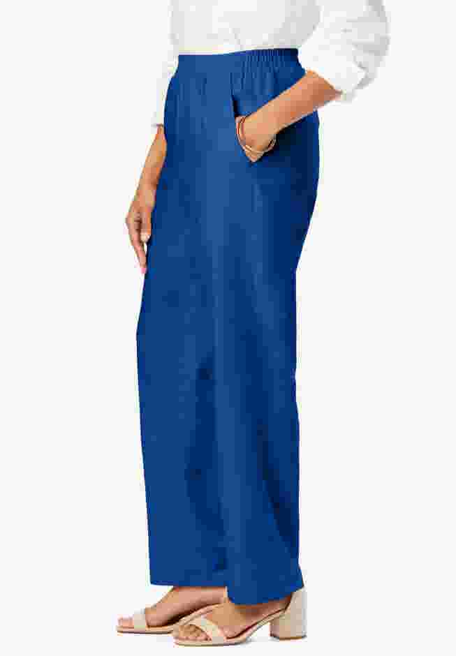 Lightweight Linen-Blend Straight-Leg Pants image number 2