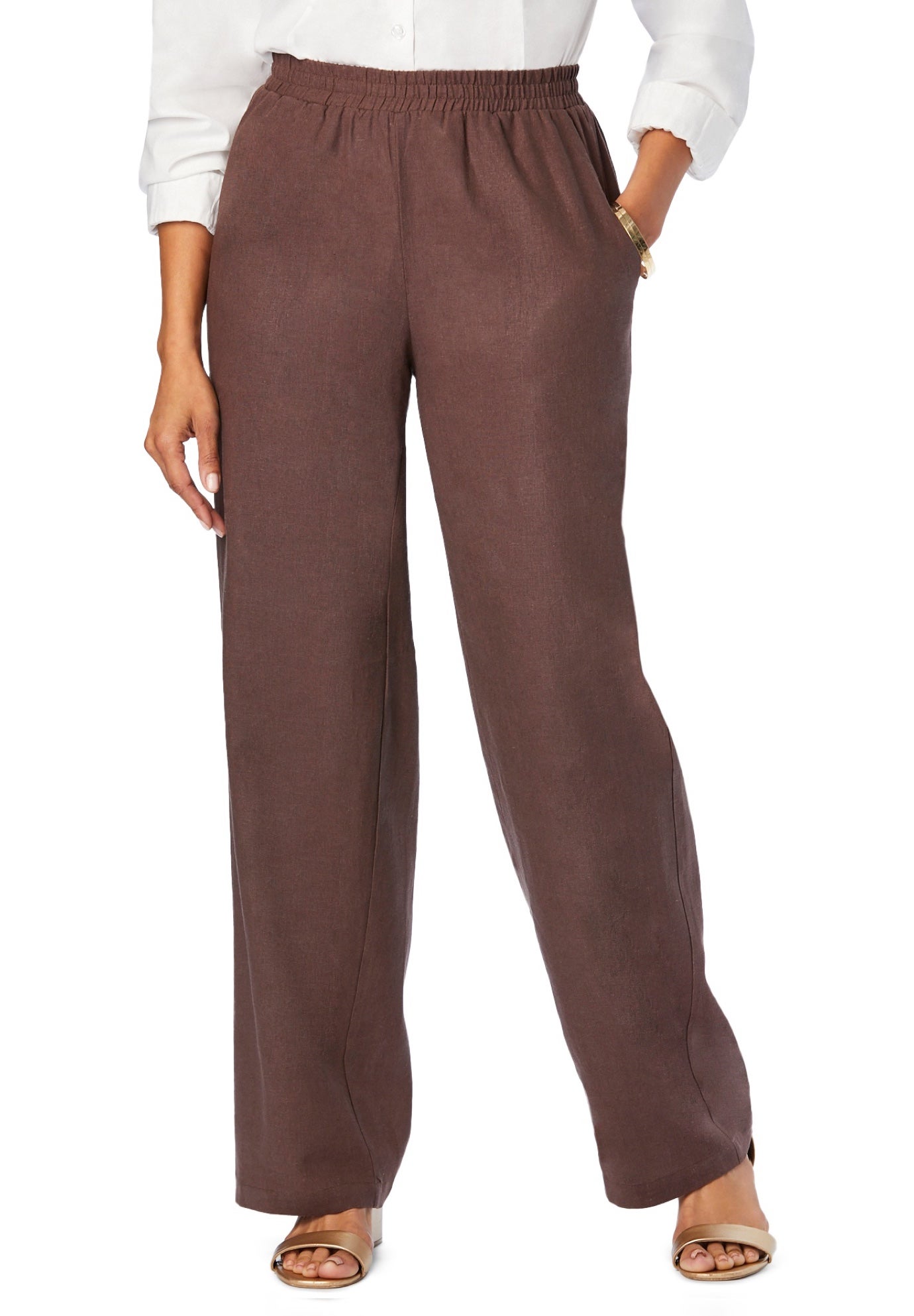 Lightweight Linen-Blend Straight-Leg Pants image number 0