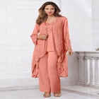 Plus Size Beaded Georgette 3-piece Pant Set – Formal Wear image number null