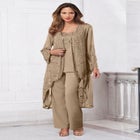 Plus Size Beaded Georgette 3-piece Pant Set – Formal Wear image number null