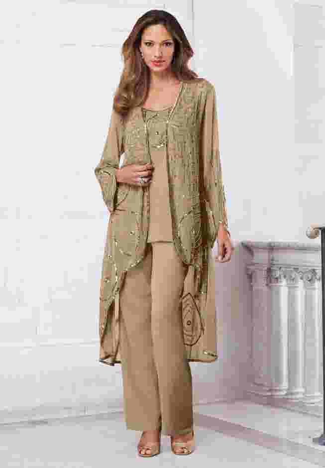 Plus Size Beaded Tunic & Pant Set – Elegant 2-Piece Evening Outfit image number 0
