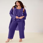 Plus Size Beaded Georgette Scoop Neck 3-Piece Pant Set image number null