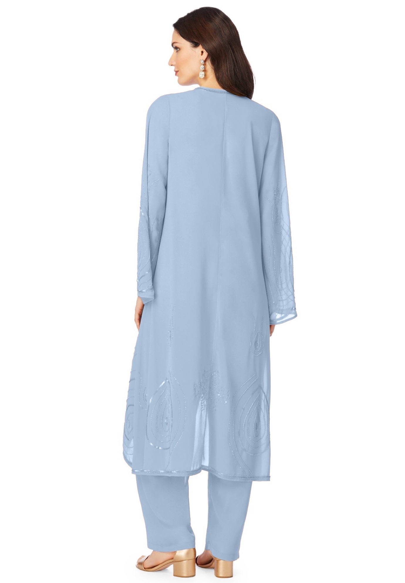 Plus Size Beaded Georgette Scoop Neck 3-Piece Pant Set image number 2