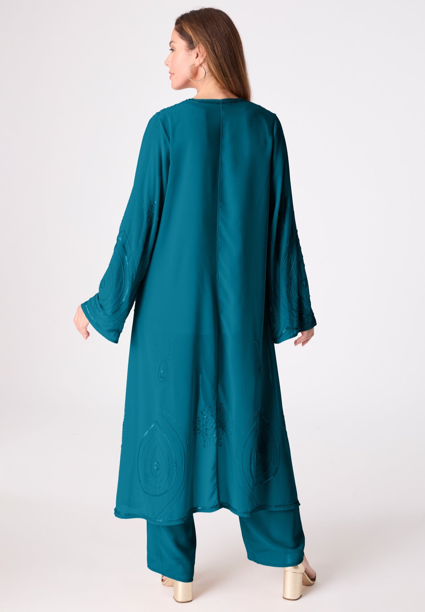 Plus Size Beaded Georgette 3-piece Pant Set &ndash; Formal Wear image number 3