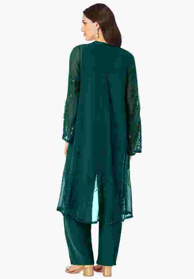 Plus Size Beaded Georgette 3-piece Pant Set – Formal Wear image number 1