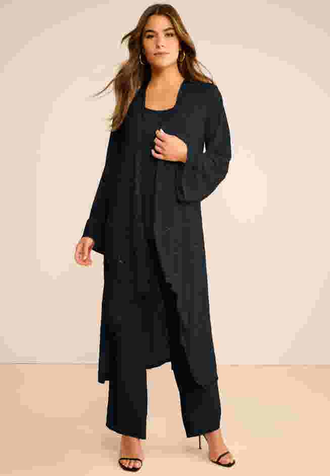 Plus Size Beaded Tunic & Pant Set – Elegant 2-Piece Evening Outfit image number 1