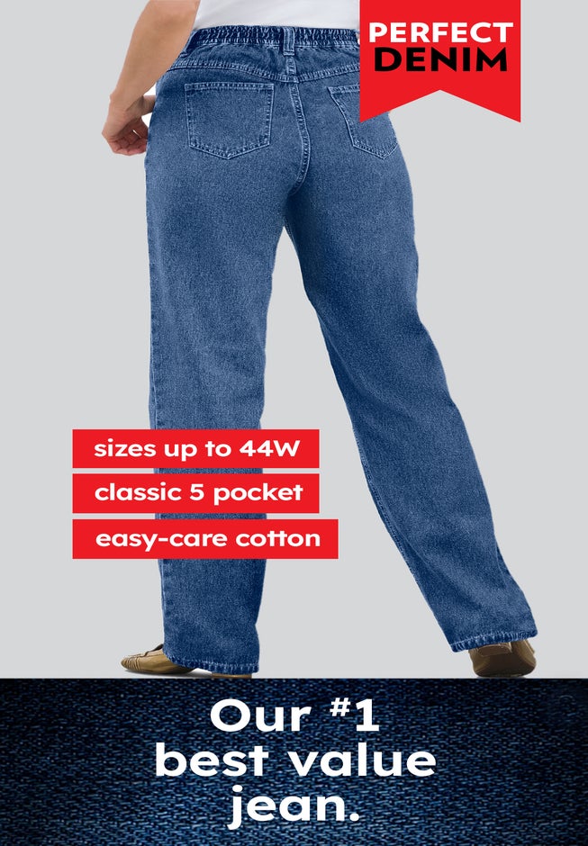 Perfect All-Cotton Back-Elastic Denim Jeans image number 6