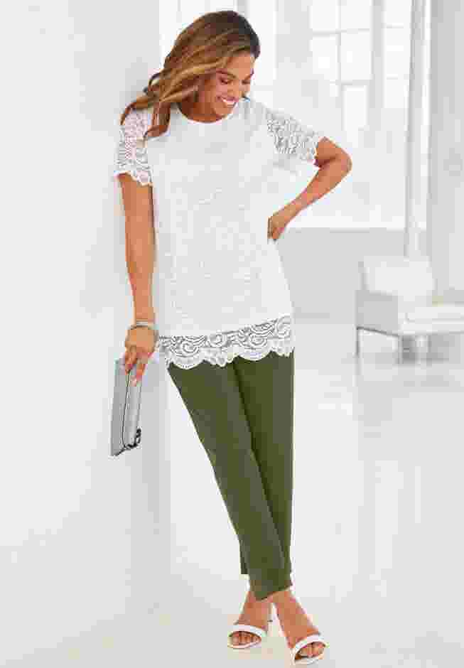 Stretch Knit Crepe Straight Leg Pants image number 3