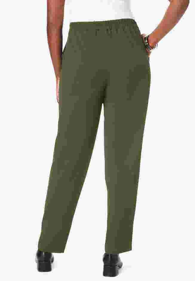 Stretch Knit Crepe Straight Leg Pants image number 1
