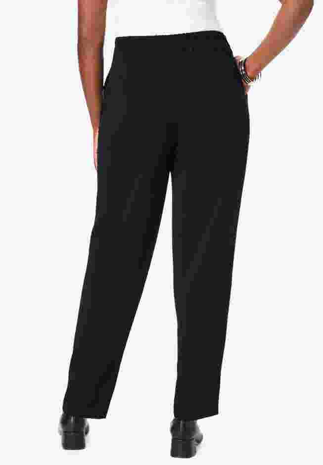 Stretch Knit Crepe Straight Leg Pants image number 1