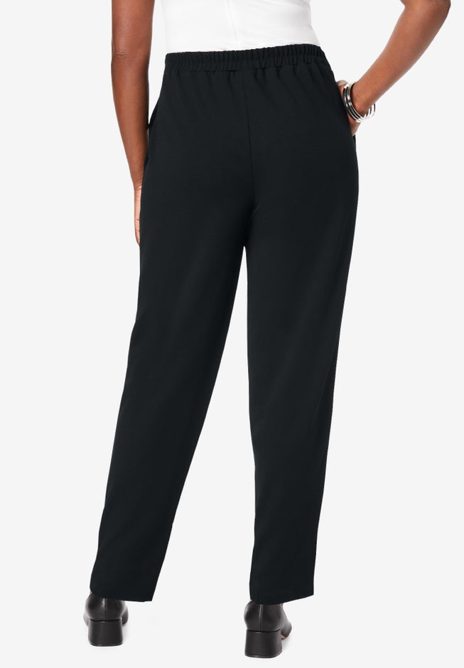 Stretch Knit Crepe Straight Leg Pants image number 2