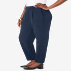 Stretch Knit Crepe Straight Leg Pants image number null