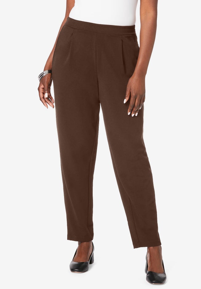 Stretch Knit Crepe Straight Leg Pants image number 0