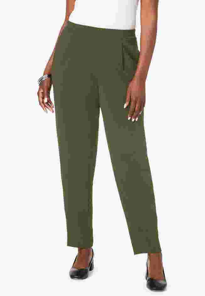 Stretch Knit Crepe Straight Leg Pants image number 0