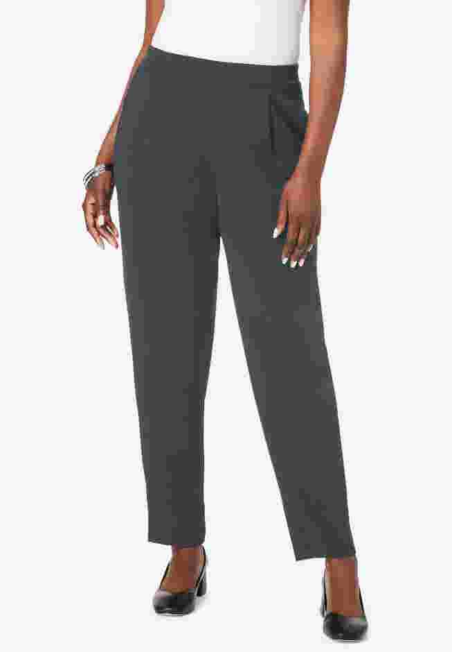 Stretch Knit Crepe Straight Leg Pants image number 0