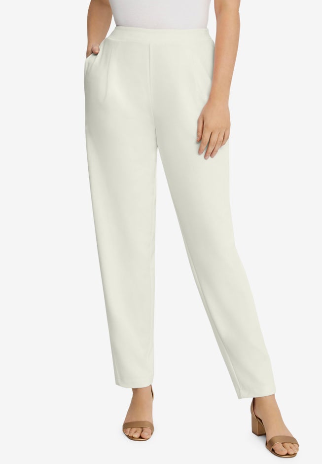 Stretch Knit Crepe Straight Leg Pants image number 0