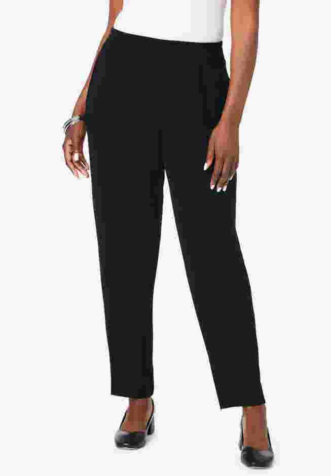 Stretch Knit Crepe Straight Leg Pants image number 0