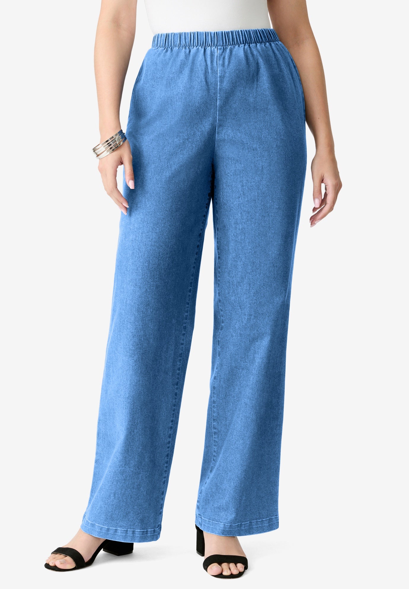 Plus Size Comfort Stretch Wide Leg Jean image number 0