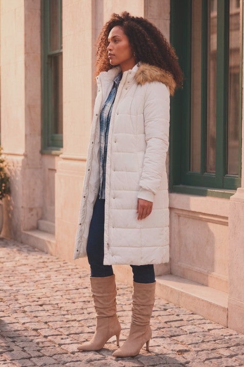 Plus Size Knee Length Puffer Coat image number 1